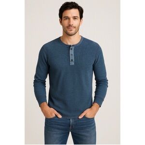 LUCKY Brand Long Sleeve Lived In Henley True Indigo Sz XL